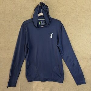 Tunaskin Echo Performance Hoodie Mens Sz M Blue Pockets Fishing Cooling